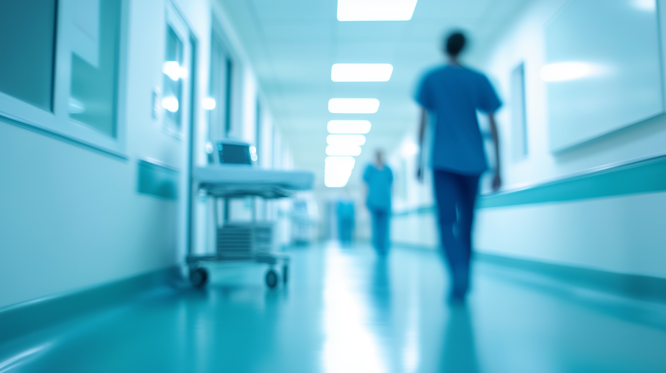 Krankenhaus Das Bild zeigt einen Gang im Inneren eines Krankenhauses